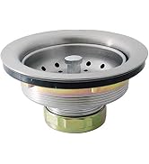 KONE 3-1/2 Inch Kitchen Sink Drain Assembly with Strainer Basket/Drain Stopper, All Stainless Ste...