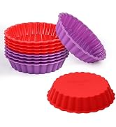 FUNBAKY Silicone Quiche Pan, Mini Pie Pan Non-stick Round Silicone Tart and Pie Molds 10 Packs