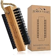 Wooden Cleaning Finger Nail Brush with Nylon Charcoal Bristles & Hanging Rope - Double-Sided Fing...