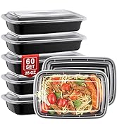 NEEBAKE 60 Sets 28oz Meal Prep Container - Reusable Plastic Food Storage Containers with Lids, Fi...