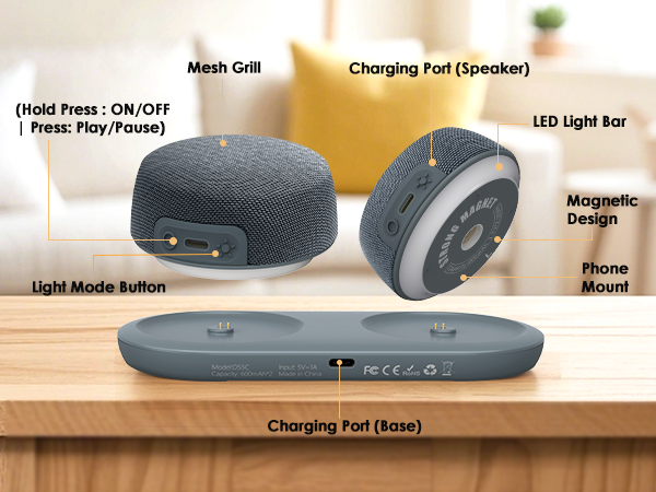 magnetic bluetooth speaker with charging base