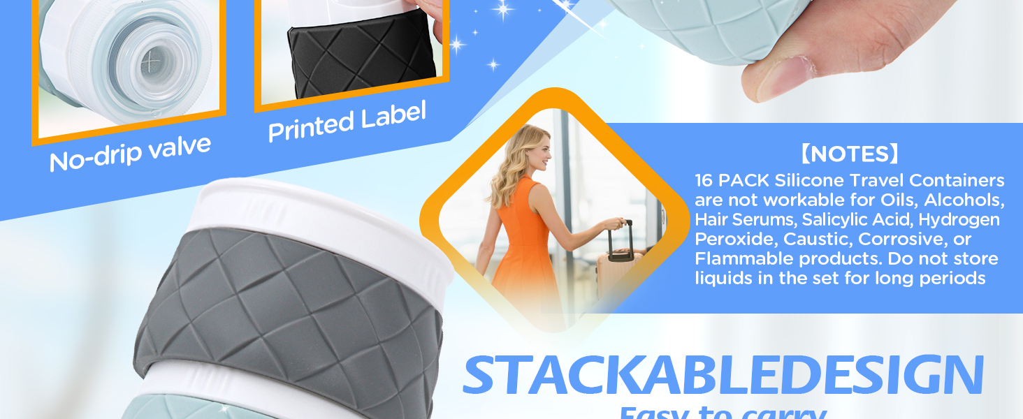 16 Pack Travel Bottles for Toiletries