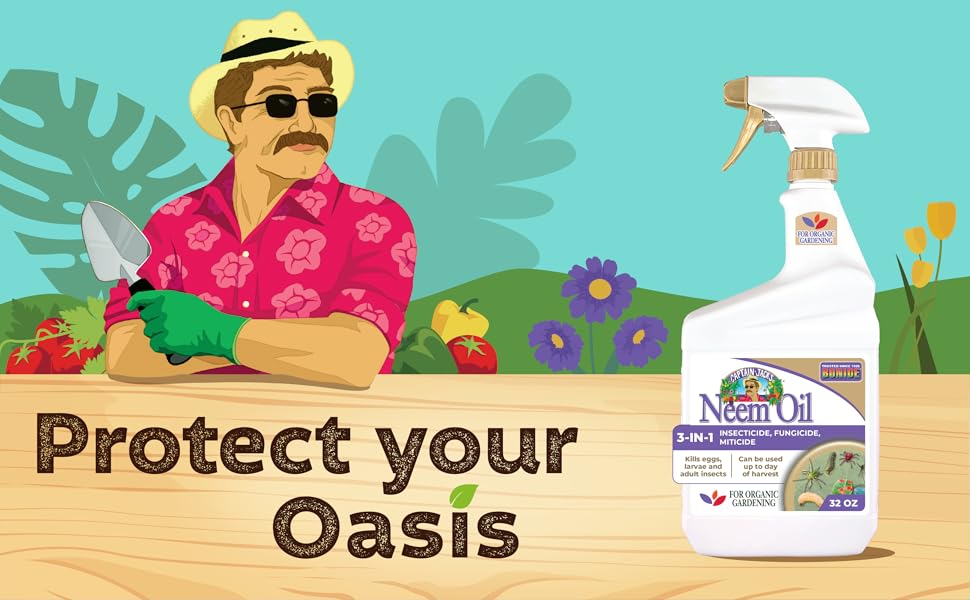 image of captain jack's ready to use neem oil with tagline protect your oasis