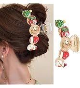 Christmas Hair Clips for Women, 1 Pack Cartoon Transparent Strong Hold Hair Claw Clips with Santa...