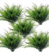 TURNMEON 8 Bundles Ferns Artificial Plants Outdoor Spring Decor, Artificial Flowers for Outdoors ...