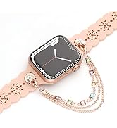 Floral Silicone Band with Charms Stud Compatible with Apple Watch Bands 38mm 40mm 42mm 44mm 41mm ...
