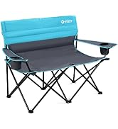 VILLEY Double Camping Chair, Extra Wide Loveseat, Heavy Duty Padded Camping Couch, Portable Foldi...