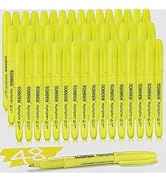 Highlighters Yellow 48 Pack – Bulk Chisel Tip High lighter Marker Set for School, Office, Bible S...