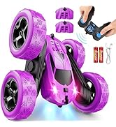 QUNREDA RC Cars, Purple Remote Control Car for Girls, 2.4 GHZ Double Sided RC Stunt Car 360° Rota...