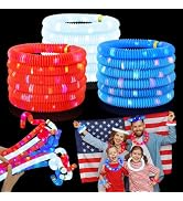4th of July Red White Blue Glow Sticks 12 PCS,Fourth of July Light Up Bracelets Necklaces Accesso...