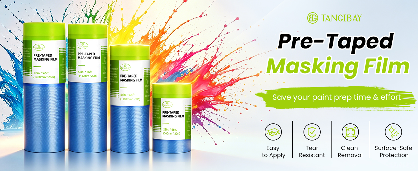 Tangibay Pre taped masking film saves your paint prep time