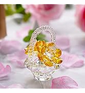H&D HYALINE & DORA Crystal Flower Basket Figurine Collectable Ornaments Home Decor Tabletop Cente...