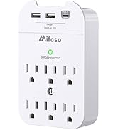 Outlet Extender - Wall Surge Protector with 6 Outlets 3 USB (1 USB C, 2 USB A), Multi Plug Outlet...