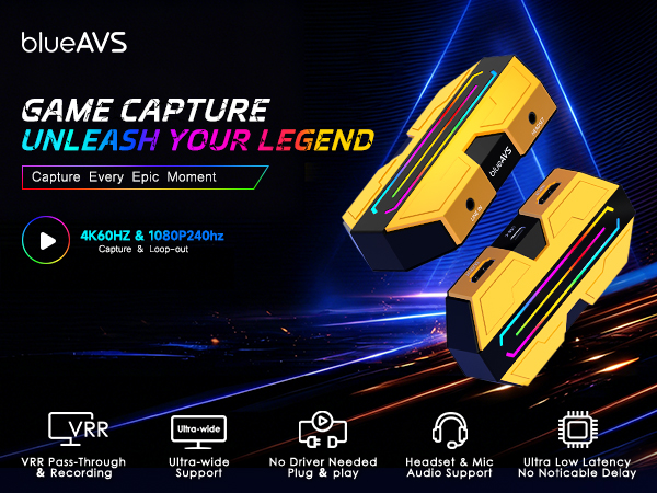 streaming and recording device supports 4K60Hz capture and loop-outp.