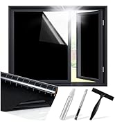 SUNBABY Blackout Window Film, 100% Light Blocking for Daytime Sleep & Day and Night Privacy, Stat...