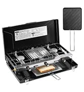 FineFlame Camping Stove 2 Burner, Portable Propane Gas Stove 20000 BTU with Regulator, Integrated...