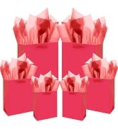 qiqee Wine Red Gift Bags with Tissue Paper Mulit Assorted Sizes 10PCS Present Birthday Bags(2pcs ...