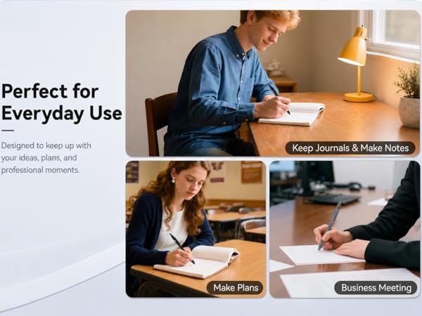 Black ink gel pens for journaling, planning, school notes, office writing and business meetings