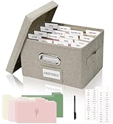 Hiwhy Greeting Card Storage Box, Linen Storage Box with 16 Adjustable Dividers, 84 Labels, 1 Mark...