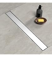 BARONAGE 24 Inch Linear Drain Shower Rectangular Floor Drain with Accessories Reversible 2-in-1 T...