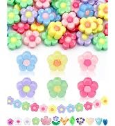 FIVEIZERO 200PCS Acrylic Flower Beads for Bracelets, Solid Color Five Petal Bead Charms for DIY J...
