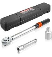 Vanquish 1/2-inch Drive Torque Wrench with 5" Extension Bar and 1/2" to 3/8" Adapter, 72-tooth, 2...