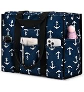 Becokan Large Tote Bag for Women Waterproof with 12 Pockets Top Zipper Closure Utility Teacher Nu...