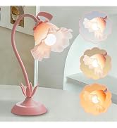 CryzhalinX Flower Table Lamp,3 Color Modes LED Desk Lamp,Silicone Flexible Arm Reading Light,Cute...