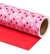 WRAPAHOLIC Reversible Wrapping Paper - 17 Inch X 33 Feet Pink and Red Heart Design, Perfect for B...