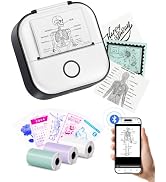 Memoking Mini Printer - Sticker Printer T02 Portable Thermal Inkless Sticker Maker Machine, Bluet...