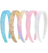 ACO-UINT 5 Pack Sparkly Glitter Headbands for Girls Colorful Bling Hairbands Preppy headbands Gli...