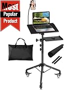 OUKMIC Projector Stand Tripod Laptop Tripod on Wheels with 2 Shelves