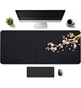 PailailaiNest Black Cherry Blossom Mouse Pad Large 35.4×15.7 Pink Floral Japanese Desk Mat for Wo...