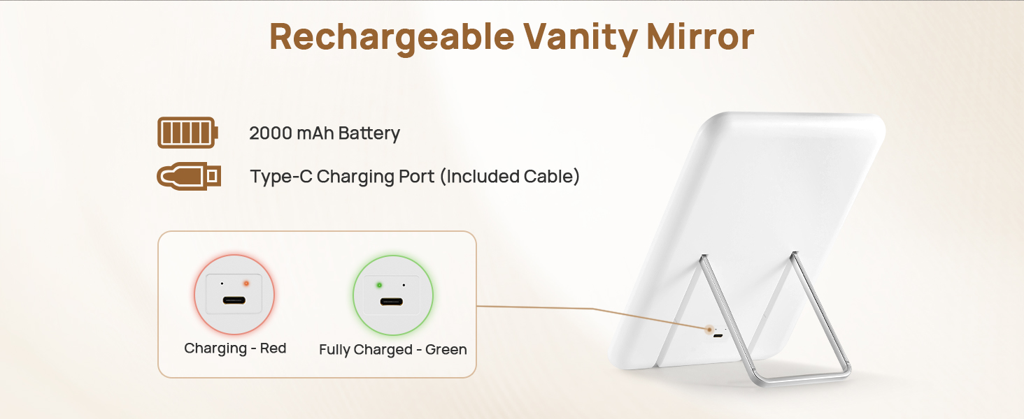 rechargeable vanity mirror
