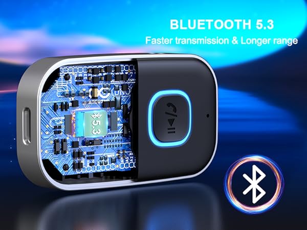 BLUETOOTH 5.3 - Faster transmission & Longer range