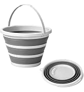 Collapsible Bucket with Handle 10L (2.6Gal), BPA Free Foldable Round Plastic Water Bucket, Portab...