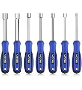 WOTAHI 7-Piece SAE Nut Driver Set - 3/16, 1/4, 5/16, 11/32, 3/8, 7/16, 1/2 Inch Hex Nut Driver Se...