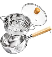 DEAYOU Stainless Steel Saucepan with Steamer, 1.2 Quart Yukihira Sauce Pan with Lid, Traditional ...