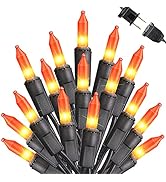 Toodour Orange Halloween Lights, 27ft 100 Count Incandescent Halloween String Lights, UL Certifie...
