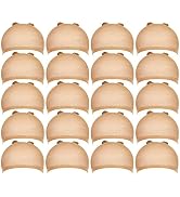 Teenitor Wig Cap, 20pcs Stocking Caps for Wigs, Tan Wig Cap for Women, Stretchy Nylon WigCap Beige