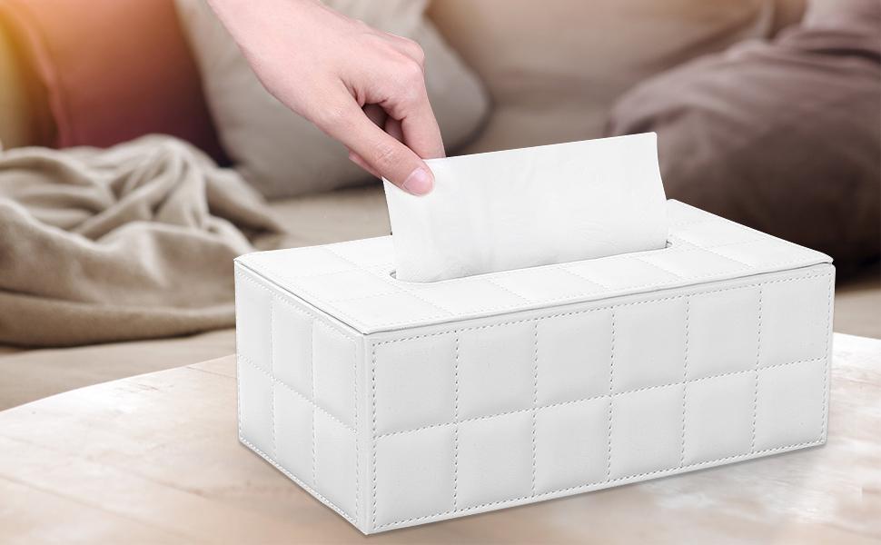 KINGFOM Rectangular PU Leather Facial Tissue Box