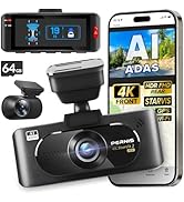 Pernis 4k+1080P AI Dash Cam Front and Rear,STARVIS 2 Sensor,Free 64GB Card Included,5.8GHz WiFi D...