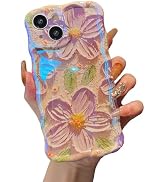 XIZYO Case for iPhone 14 Plus/15 Plus, Colorful Retro Oil Painting Flower Cute Floral Aesthetic C...