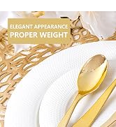 Joyido 150 PCS Gold Plastic Silverware - Gold Plastic Flatware Disposable - Heavy Duty Disposable...