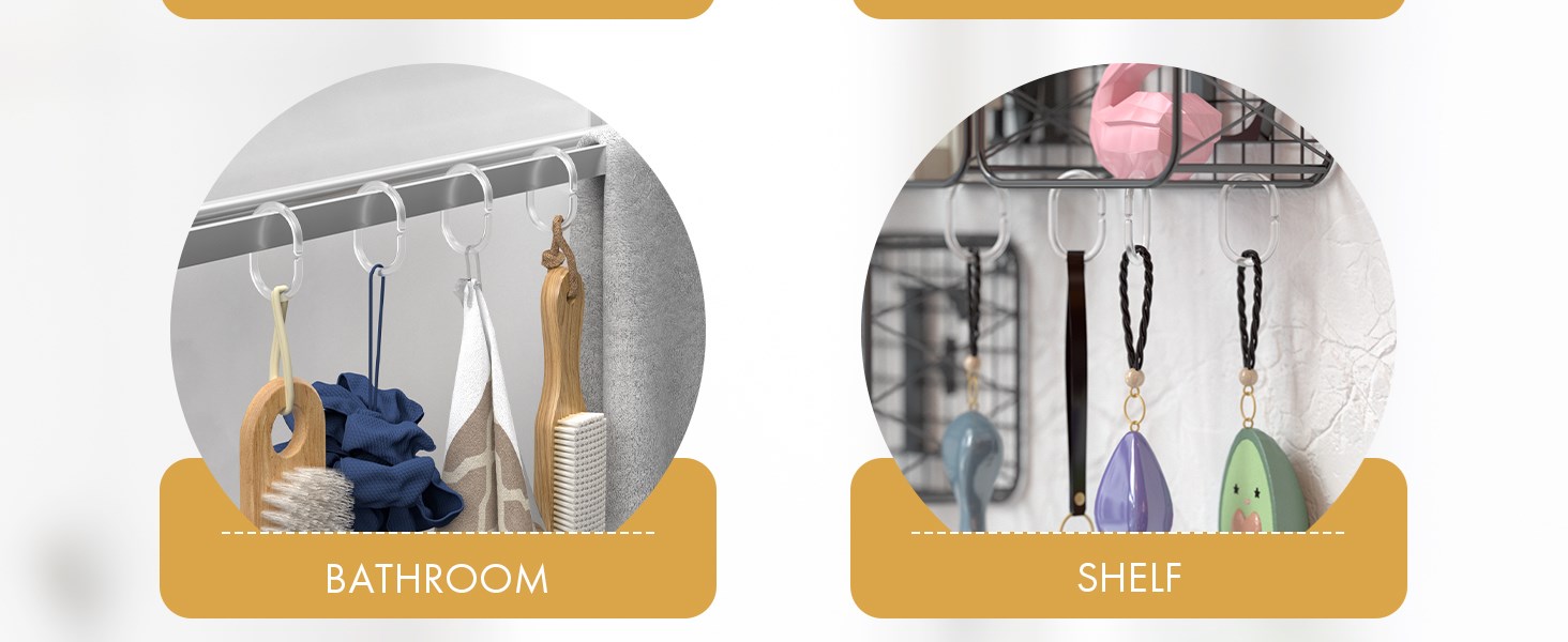 plastic shower curtain hooks clear