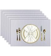Aofmee Placemats, Placemats Set of 6, Heat Resistant Place Mats, Washable PVC Table Mats, Woven V...
