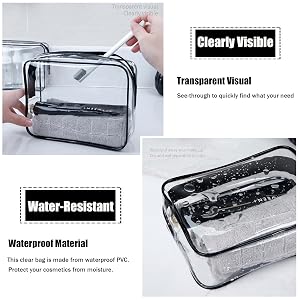 PVC Make-up Pouch Handle Straps for Women, Waterproof Packing Organizer Storage Diaper Pencil Bag