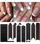 40 Sheets French Tip Nail Guides, Self-Adhesive Manicure Tips Guide Stickers,Stencil Tool for Nai...