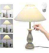 Farmhouse Table Lamp with Pull Chain Switch Control 3-Way Dimmable Table Lamp, Modern Nightstand ...
