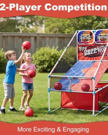 Basketball Arcade Game, Kids Double Basketball Hoop with Balls & Pump,